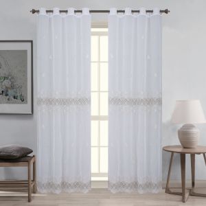 Paire De Voilages Macram&eacute; Pour Baie Vitr&eacute;e - Neuf