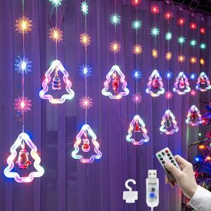 Rideau Lumineux Noël 3M USB Lumière de Fenêtre de Noël 8 Modes 110 LEDs Rideau Guirlande Lumineuse Noël 3D Lumières Avec Télécommande pour Fenêtre Noël Nouvel An Mariage Chambre.[E191] - Neuf