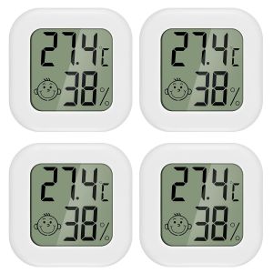 PAIRIER 4 pièces Mini LCD Thermomètre Hygromètre Interieur Numérique Température Humidité de Haute Précision Portable-Blanc - Neuf
