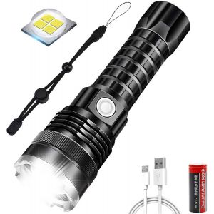 Kalanka-Lampe Torche Led Xhp70, Torche Portable Rechargeable Super Lumineuse 12000 Lumens Lampe Torche Étanche Zoomable 5 Modes Lampe De Poche Pour Camping Randonnée Pêche Chasse - Neuf