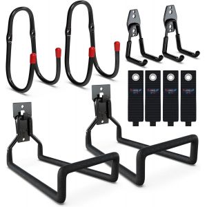 CAUC-Support Tuyau Mural 6 Pi&egrave;ces, 15mm Support Tuyau Jardin Acier Inoxydable 45KG Charge, Porte-tuyau avec Support pour Tuyau, Escalier, Jardin, Garage avec 4 Sangles de Rangement en L - Neuf