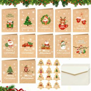 Cartes De Noel, Carte Joyeux Noel, Carte De Noel Avec Enveloppe, Cartes Noel, Christmas Cards Avec Enveloppe Noel Et Étiquette Autocollante Noël, 12 Pièces - Neuf