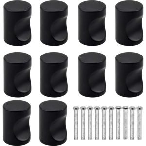 Lot de 10 poignées de tiroir noires, boutons de meuble, trou rond unique, boutons de porte modernes, poignées de meuble pour placard, cuisine, chambre d'enfant - Neuf
