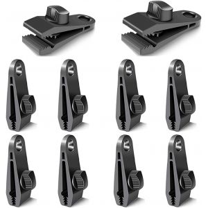 Checarzhn--No1-Lot De 10 Clips De Bâche, De Bâche, De Grande Taille, Haute Performance, Pour Caravane, Pavillon, Bâche De Piscine, Auvents, Bâche De Bateau (10 Pièces) - Noir Clair - Neuf