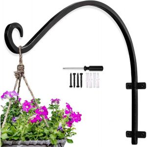ERYI-2 Pièces Support Mural Pour Plante Crochet De Support De Suspension De Plante En Plein Air Pour Suspendre Les Paniers Support De Support Robuste Pour Mangeoire À Oiseaux En Fer Forgé Etc. (Noir) - Neuf