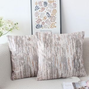 Slep-Lot De 2 Housse Coussin Marron 45x45 Doux Velours Housse De Coussin Decoratif Coussin De Canap&eacute; Housse Pour Coussin Art Carr&eacute; Housse Oreiller Moderne Double Face &Agrave; Motif D&eacute;co - Neuf