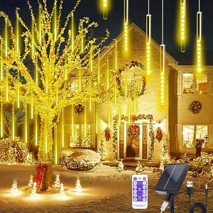 Lumi&egrave;res de Pluie 30 CM 10 Tubes, Solaire &Eacute;tanche M&eacute;t&eacute;ore Pluie Guirlandes Lumineuse avec T&eacute;l&eacute;commande, No&euml;l Lumineux Etanche Douche Pluie Feux pour Mariage Soir&eacute;e Maison Arbre Sapin Jardin - Neuf