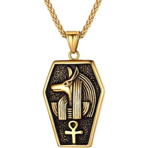Eryi-Collier Avec Pendentif Oeil D'horus/Croix Égyptienne/Anubis/Serpent En Acier Inoxydable Bijoux Religieux Pour Homme Femme Pendentif Avec Chaîne Argent - Neuf