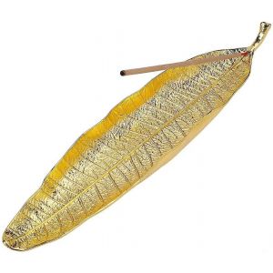Porte-encens en m&eacute;tal feuilles cendres attrape-cendres 26cm de long br&ucirc;leur d'encens pour accessoires de d&eacute;coration int&eacute;rieure artisanat - Neuf
