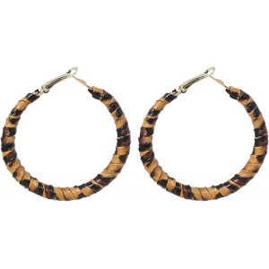 Chenquansarl-Boucles D'oreilles Pour Femmes Imprim&eacute; L&eacute;opard Boucles D'oreilles Cr&eacute;atives En Tissu L&eacute;opard Boh&egrave;me Vintage L&eacute;opard Fait Main Cuir Dangle Drop Bijoux Cadeau Cuir Dangle Drop, Mittel, Cui - Neuf
