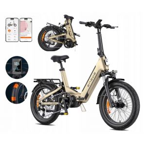 Vélo Électrique Pliant Urbain Engwe L20 3.0 Pro, 250w, 25 Km/H, 100 Nm, Moteur Central, Suspension Intégrale, Pneus 20&#34; × 3,0&#34;, Batterie 48 V 15 Ah (720 Wh), Cellules Samsung Avec Bms - Or - Neuf