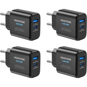 65w Gan 4 Pack Usb C Chargeur Rapide, Pd&qc 3.0 Pps 2-Port Allocation Intelligente De Puissance,Usb-C X1 Et Usb-A X1,Compacte Prise Pliable Voyager, Iphone 15,Macbook, Ipad, Galaxy S24 - Neuf