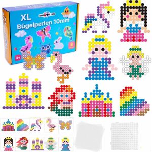 Dda-Lot De 1 000 Perles À Repasser Maxi Xl De 10 Mm Au Motif Princesse, 1 Plaque De Stylo Maxi, 1000 Perles À Repasser Colorées, 10 Modèles En Papier Princesses Du Monde, 3 Papiers À Repasser. Amusem - Neuf