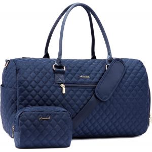 KALANKA-Sac de Voyage Femme Sac de Sport avec Compartiment à Chaussures & Sac Humide Séparé, Grand Valise de Maternité, Weekend Travel Bag Cabine, Bleu Marine - Neuf