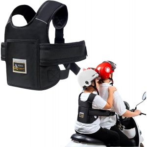 Harnais Securite Enfant Moto - Aqsacokiya - R&eacute;glable Ceinture Moto Enfant Avec Poche - Respirant R&eacute;fl&eacute;chissant - Neuf