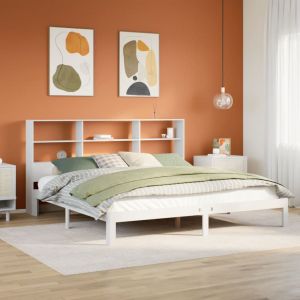 vidaXL Lit biblioth&egrave;que sans matelas blanc 180x200 cm bois pin massif - Neuf