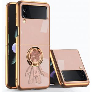Pour Coque Samsung Z Flip 4 Silicone Avec Anneau, Coque Samsung Galaxy Z Flip 4 Astronaute Modèle Tpu Case Rose - Neuf