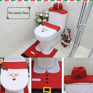 Décorations de Noël Elf Cerf Père Noël Toilette Siège Housse Ornement Pour La Maison - Neuf