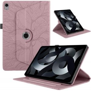 KAL-Coque Pour Ipad 10.9"" 2022 10Th Gen/Ipad 11Th Gen 2025 11"" &Eacute;tuis Flip Pu Cuir 360&deg;Rotatif Stand Housse Avec R&eacute;veil/Sommeil Automatique Arbre De Vie Tablette Protection Coques,Rose Gold - Neuf