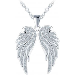 Kales-Collier Avec Pendentif Ailes D'ange Avec Zircon,Collier Pour Femme Et Fille,En Argent 925,Chaînes Pour Femme,Maman,Femme,Petite Amie,Fille,Collier Amulette,Bijou Fantaisie,Cadeau - Neuf