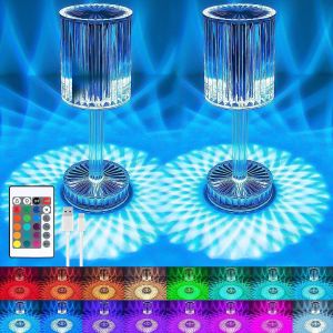 BNHGC-Lampe Cristal à LED avec 16 Couleurs,USB Lampe en Cristal avec Télécommande,4 Modes Nuit Tactile de Chevet LED RGB,Lumière d'ambiance Rechargeable pour Chambre - Neuf