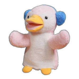 Poupée en peluche mignonne de dessin animé marionnette à main jeu parent-enfant grand coq vache noire pingouin licorne poupée poupée de chiffon-manchot - Neuf