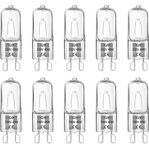 10 Pièces Ampoule Halogène G9 40w 230v Dimmable,Blanc Chaud 2700k 520lm,Ampoules Capsule G9 Pour Four,Micro-Ondes,Plafonniers,Lampes Murales - Neuf