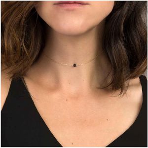 Kal-Boho Tourmaline Collier Ras Du Cou Pendentif En Or Collier Chaîne Collier De Perles Noires Collier Minimaliste Chaîne Bijoux Pour Femmes Et Filles Cadeaux - Neuf
