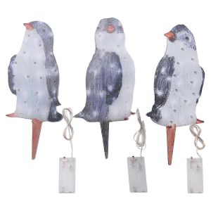 3PCS D&eacute;coration de vacances pingouin lumineux,D&eacute;corations ext&eacute;rieures de pingouin &eacute;clair&eacute; de No&euml;l LED - Neuf