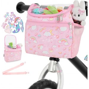 Sacoche De Guidon Pour Enfant Avec Bandouli&egrave;re-Panier De V&eacute;lo Pour Enfants-Avec 10 D&eacute;corations-Pour Fille Et Gar&ccedil;on-&Eacute;tanche-Accessoire De V&eacute;lo Pour V&eacute;lo,Tricycle,Scooter,Scooter - Neuf