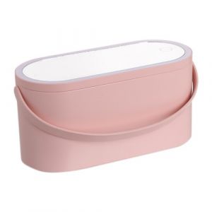 Bo&icirc;te &Agrave; Cosm&eacute;tiques, Trousse De Rangement Pour Bijoux Et Maquillage Avec Lumi&egrave;re Led Et Couvercle Miroir, Rose - Neuf
