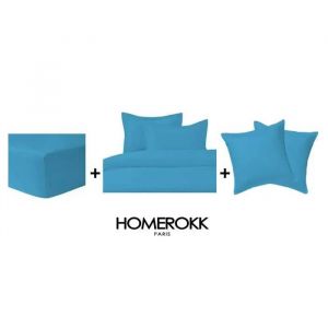 Ensemble De Literie - Homerokk - Housse De Couette 220x240 - 2 Taies 65x65 - Drap Housse 140x190 - Turquoise - Neuf