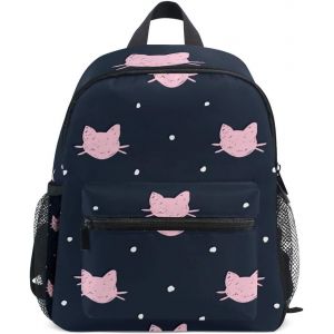 Sac à Dos Enfants Rose Chat Polka Dot Marine Sac de l'école Maternelle pour Enfants en Bas âge pour garçons Filles - Neuf