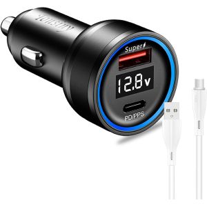Chargeur De Voiture Supervooc100W Avec C&acirc;ble 2M Pour Oppo Reno12 10 Find X8 X5 Affichage De La Tension 2 Ports 12V Chargeur Usb Pour Oneplus 12 10 11 Nord Ce4 Realme 11 Gt7 Adaptateur Voiture Cha&icirc;ne - Neuf