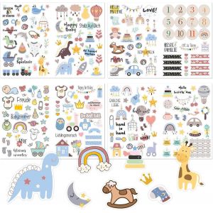 Trahoo-4 Feuilles Autocollants Pour Enfants, Stickers Pour Album Bébé, Autocollants Pour Album Photo, Autocollants De Variétés Pour Baby Shower, Fille, Garçon, Cadeau, Scrapbooking - Neuf