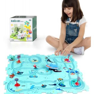 ERYI-Plastique Jouet De Puzzle Piste De Voiture Pour Enfants 3 4 5 6 Ans Diy Piste De Puzzel Circuit Voiture Pour Tout-Petits Montessori Éducatifs Jouets Pour 3-6 Garçons Filles Cadeaux - Neuf