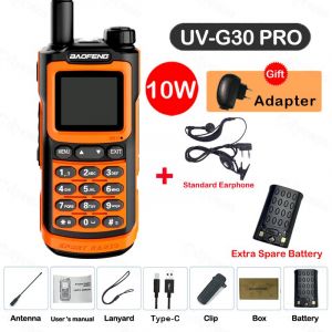2025 Baofeng UV-G30 Pro talkie-walkie longue portée Portable 1000 canaux jambon FM Radios UHF VHF USB-C Charge Radio bidirectionnelle étanche - Type G30-Orange-Kit 9 - Neuf