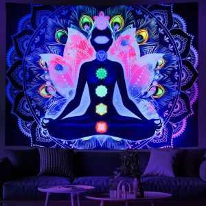 (100x150cm) Tapisserie Sept Chakra Tapisserie De Méditation Yoga Tenture Murale Tapisserie Psychédélique Colorée Tapisserie Hippie Indienne Décoration De Maison Chambre Mur Art Décor - Neuf