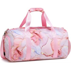 Sacs De Voyage Pour Enfants Et Filles - Sac De Danse - Sac De Danse Pour Filles - Sac D'entraînement Avec Sac Sec Humide Séparé Et Compartiment Pour Chaussures,Doré/Rose,Taille Unique - Neuf