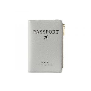 Portefeuille de voyage compact avec blocage RFID et fermeture &eacute;clair - Gris - Neuf