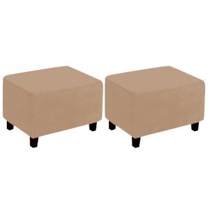 Lot de 2 housses extensibles pour repose-pieds rectangulaires, protection et d&eacute;coration pour tabourets - Neuf