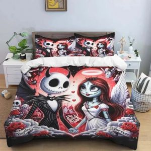 Parure De Lit 3d Motif Tête De Mort Pour Halloween, Housse De Couette, Decoration D'halloween, Pour Lit Simple, Double Ou King Size - Neuf