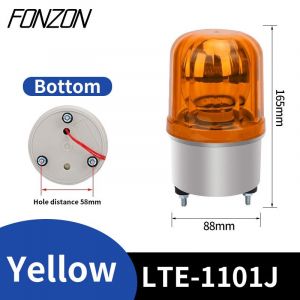 Lumière rotative LTE-1101J d'iode avec la sonnerie 12V/24V/220V imperméabilisent le signal lumineux clignotant industriel d'alarme de sécurité - Type Yellow-AC 220V - Neuf
