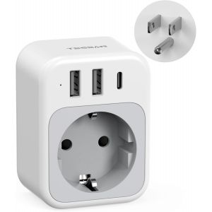 KALANKA-Adaptateur Prise USA, 4 en 1 Prise Canada avec 1 USB C et 2 USB A, 1875W Adaptateur Type B France vers Americaine Canada Thailande Mexique Colombie, Compact et Portable - Neuf