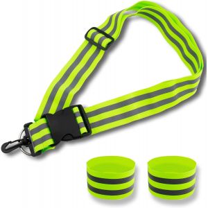 Meimie-Ceintures Réfléchissantes Réglables Pour Course À Pied, Bande Reflechissante Livré Avec 2 Brassard Lumineux, Brassard Sécurité Routière Avec Haute Visibilité De Nuit Pour Vélo Jogging Marche - Neuf