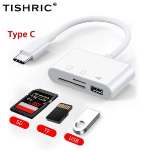 TISHRIC Type C Micro USB adaptateur USB TF lecteur de carte SD USB-C adaptateur de carte mémoire pour Macbook Samsung Huawei XiaoMi téléphone portable--White C - Neuf