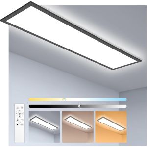 SUBZONAL-Panneau LED 120x30 cm Plafonnier LED à intensité variable avec télécommande, 36W Plafonnier LED avec fonction mémoire, 3000K-6500K Plafonnier LED rectangulaire pour cuisine bureau salon, Noi - Neuf