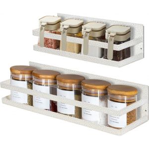 Tianyi-Lot De 2 &Eacute;tag&egrave;res Magn&eacute;tiques Puissantes, &Eacute;tag&egrave;re &Agrave; &Eacute;pices Murale Sans Per&ccedil;age, Pour Armoire, R&eacute;frig&eacute;rateur, &Eacute;conomie D'espace, Organisation De Cuisine, Texture Blanche - Neuf