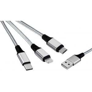 JGD-C&acirc;ble de charge USB universel 3 en 1 Micro USB/USB-C/Lightning pour Apple compatible avec iPhone s&eacute;rie 11&12/X/XS/XR/8/8 Plus/7/7 Plus et Android, Samsung, Huawei, Kindle, Xiaomi - Neuf