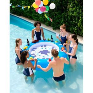 Blazeflux-Grande Table Flottante Jeux Piscine Cartes Etanches Pour 4-6 Personnes Accessoire Piscine Porte-Fruits Gonflable Ete - Neuf